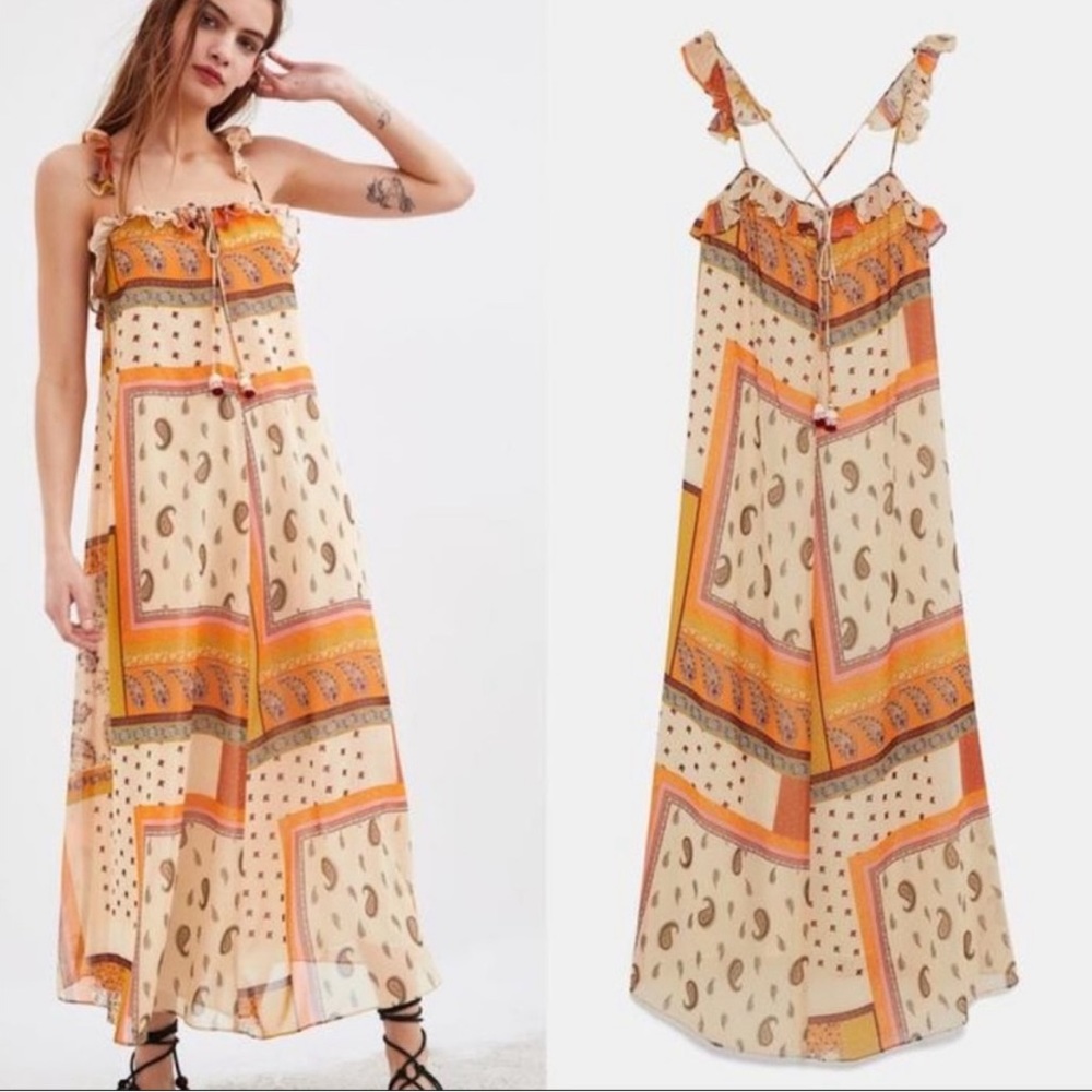 Zara Patchwork Paisley Printed Maxi Dress